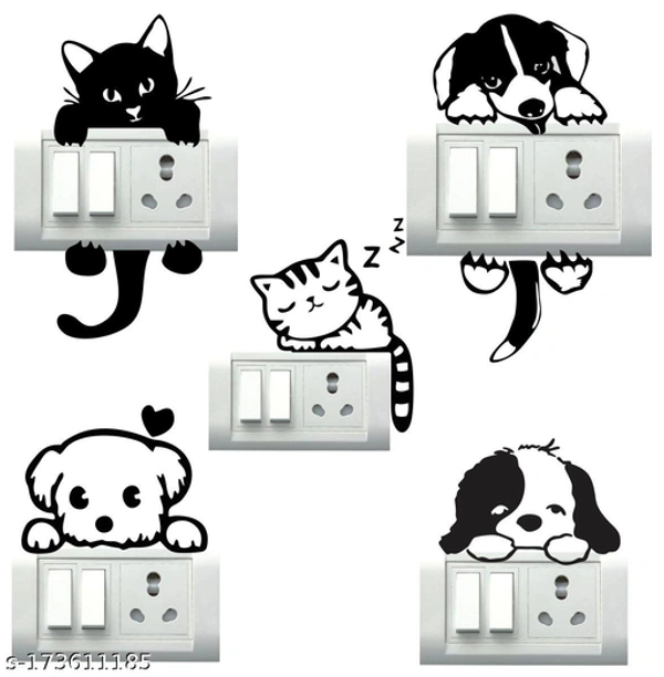 DECOR CRAFT Cat And Dog Switch Panel Stickers Size 30cm