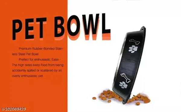 Fondle dog Stainless Steel Bowl with Anti Skid/Slip Rubber Base for Food and Water with Squeaky Pet Toy for Pets, Dogs, Puppy, Cat, Kittens