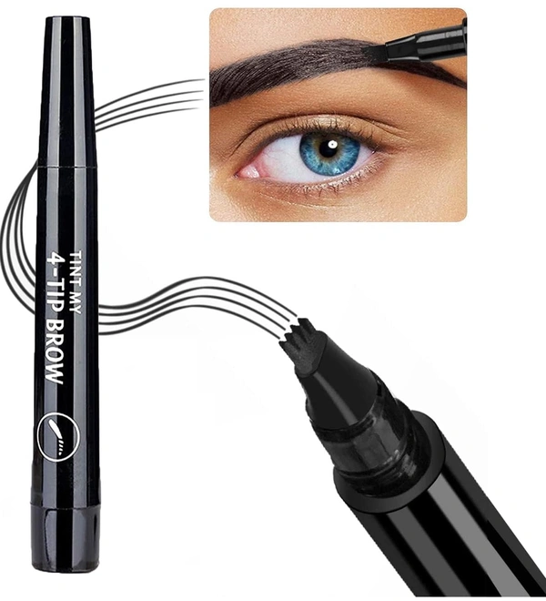 TWOK Black Eyebrow Tattoo Pen Eyebrow Pen with a 4 Micro-Fork Eyebrow Pen | Eyebrows Liquid Makeup Pencil Long Lasting PCENF5291 Waterproof and Smudge-Proof