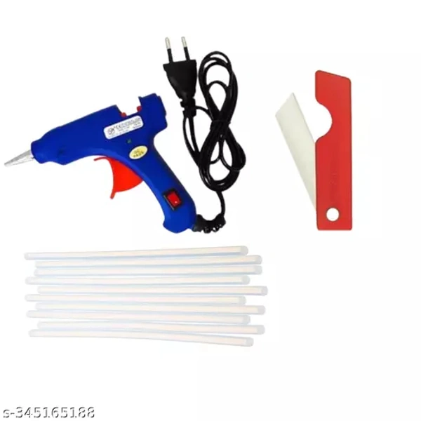 Posshe Heavy duty Electric Hot Melt Glue gun with 4 pcs glue stick and 1 pcs mini cutter Pack of 3 (Blue) 