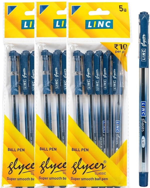 Linc Glycer 0.7mm Ball Pen |Blue Ink |Pack of 15 Pens