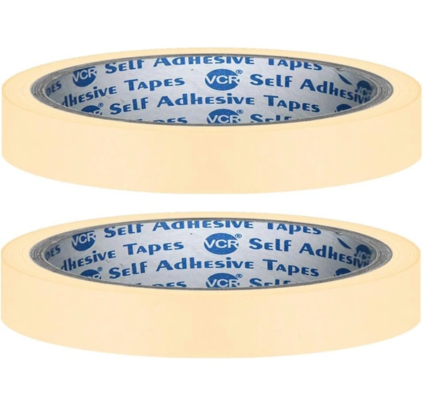 VCR Masking Tape - 20 Meters in Length 12mm / 0.5" Width - 2 Rolls Per Pack - Easy Tear Tape, Best for Carpenter, Labelling, Painting and leaves no residue after a peel.