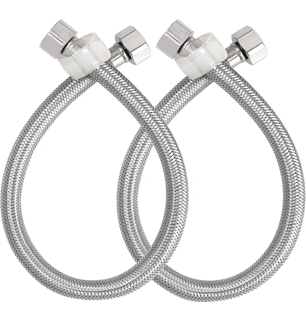 Swastik Modern & Light Weight SS Connection Pipe with Nut Both Sides (Pack of 2) Size:24 Inch