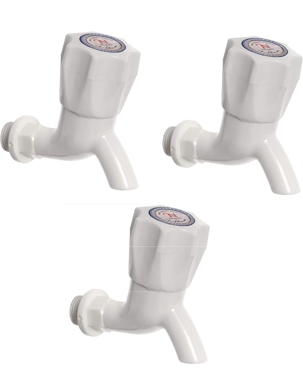 nilsons Plastic Bibcock/Water Tap, White, Polished Finish