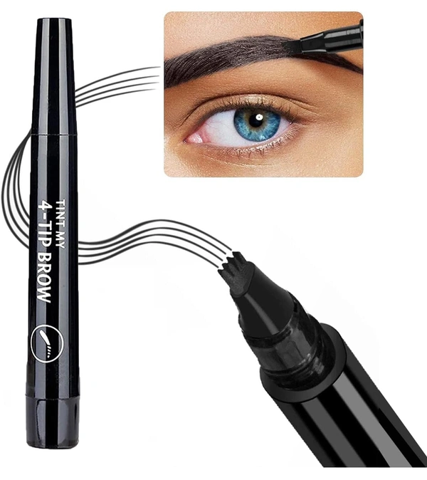 TWOK Black Eyebrow Tattoo Pen Eyebrow Pen with a 4 Micro-Fork Eyebrow Pen | Eyebrows Liquid Makeup Pencil Long Lasting Waterproof and Smudge-Proof64%off
