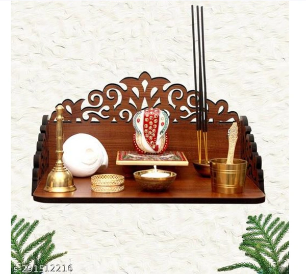 Mdf temple/Mandir for home Name: Mdf temple/Mandir for home Material: WoodPattern: SolidProduct Breadth: 10 InchProduct Height: 1.5 InchProduct Length: 10 InchNet Quantity (N): 1Country of Origin: India