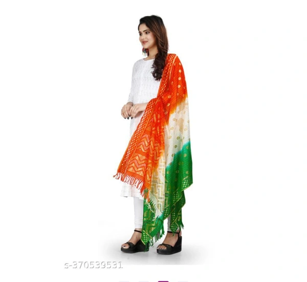 RASAL TIRANGA DUPPTA TRI COLOUR BEAUTYFUL LOOKING WOMAN WITH DUPPTA FOR SPICEAL FOR INDIPENDENTS/REPUBLICE DAYSName: RASAL TIRANGA DUPPTA TRI COLOUR BEAUTYFUL LOOKING WOMAN WITH DUPPTA FOR SPICEAL FOR INDIPENDENTS/REPUBLICE DAYSFabric: MulmulPattern: Zari WorkNet Quantity (N): 1Sizes:Free Size (Length Size: 2.25 m) FANCY TRI COLOUR RASAL TIRANGA DUPPATA SPECIAL FOR WOMAN IN INDIPA