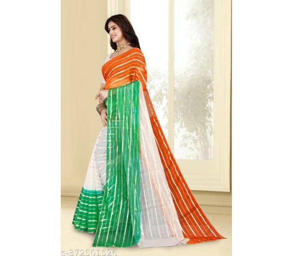 ORGANZA TIRANGA SAREE TIRANGA SAREE SAPCIAL SAREE FOR INDEPANDENT DAYS AND REPUBLIC DAYName: ORGANZA TIRANGA SAREE TIRANGA SAREE SAPCIAL SAREE FOR INDEPANDENT DAYS AND REPUBLIC DAYSaree Fabric: Art SilkBlouse: Separate Blouse PieceBlouse Fabric: Art SilkBlouse Pattern: Same as SareeNet Quantity (N): SingleIts a master piece in its class glorifying your timeless beauty. Be ready t