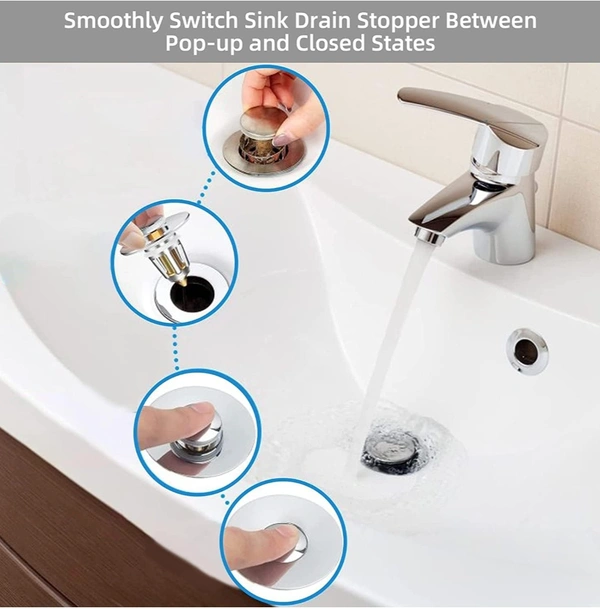 Luteti Universal PCENF5316 Bathroom Sink Stopper, for 1.06-1.5 inch US Standard Basin Pop Up Sink Drain Strainer, Bathtub Converter Sink Drain Strainer Plug No Overflow with Basket Hair Catcher67%off