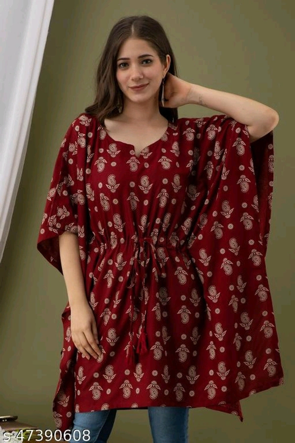Trendy Modern Women PCENF5343 Tops & Tunics*Fabric: RayonSleeve Length: Three-Quarter SleevesPattern: PrintedNet Quantity (N): 1Sizes:S (Bust Size: 36 in, Length Size: 34 in) M (Bust Size: 38 in, Length Size: 34 in) L (Bust Size: 40 in, Length Size: 34 in) XL (Bust Size: 42 in, Length Size: 34 in) XXL (Bust Size: 44 in, Length Size: 34 in) XXXL, 4XLDispatch: 1 Day*Proof of Safe D