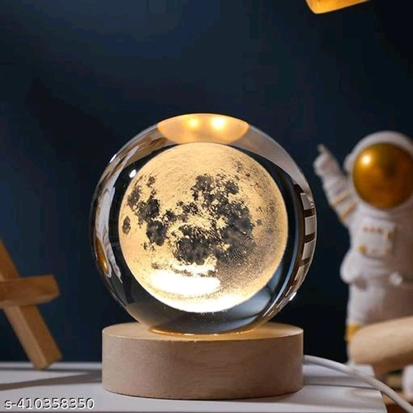 Hari enterprise PCENF5411 3D Crystal Ball Night Light Clear Galaxy LED Light with Wooden Base Glass Ball Ornaments Nightlight Decolamp with Touch Switch LED Light Decorative Lamp Gifts for Home Desktop Decor-MoonName: Hari enterprise 3D Crystal Ball Night Light Clear Galaxy LED Light with Wooden Base Glass Ball Ornaments Nightlight Decolamp with Touch Switch LED Light 