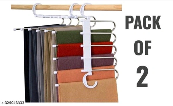 PNV  PCENF5415 --- (Pack of 2) 5 in 1 Stainless Steel Foldable Hangers for Clothes Hanging Multi-Layer Multi-Purpose Pant Hangers for Wardrobe Magic Foldable Hanger...Name: PNV  --- (Pack of 2) 5 in 1 Stainless Steel Foldable Hangers for Clothes Hanging Multi-Layer Multi-Purpose Pant Hangers for Wardrobe Magic Foldable Hanger...Material: MetalProduct Breadth: 11.5 InchProduct