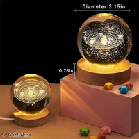 Hari enterprise PCENF5411 3D Crystal Ball Night Light Clear Galaxy LED Light with Wooden Base Glass Ball Ornaments Nightlight Decolamp with Touch Switch LED Light Decorative Lamp Gifts for Home Desktop Decor-MoonName: Hari enterprise 3D Crystal Ball Night Light Clear Galaxy LED Light with Wooden Base Glass Ball Ornaments Nightlight Decolamp with Touch Switch LED Light - Solar System