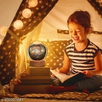 Hari enterprise PCENF5411 3D Crystal Ball Night Light Clear Galaxy LED Light with Wooden Base Glass Ball Ornaments Nightlight Decolamp with Touch Switch LED Light Decorative Lamp Gifts for Home Desktop Decor-MoonName: Hari enterprise 3D Crystal Ball Night Light Clear Galaxy LED Light with Wooden Base Glass Ball Ornaments Nightlight Decolamp with Touch Switch LED Light - Solar System