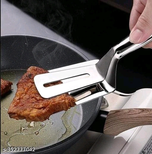 Food Tongs PCENF5422 | SS Tongs Clamp | Spatula Tongs | Steak Clamp | BBQ Cooking Tool Frying Turner | Double Sided Spatula |Multifunctional Stainless Steel Food Flipping Clip | Steak Tong Food Clamp | Hamburgers Patties Pancakes Kitchen Tongs | Pack of 1 |Name: Food Tongs | SS Tongs Clamp | Spatula Tongs | Steak Clamp | BBQ Cooking Tool Frying Turner | Double Sided Spatula 