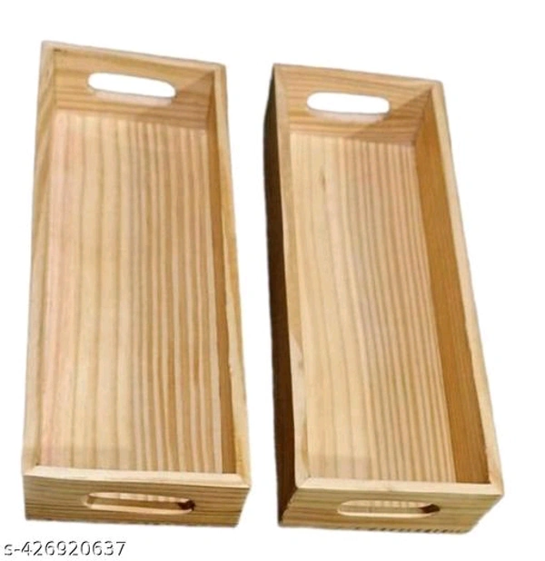 Wooden serving PCENF5440 tray tea coffee cold drink breakfast TrayName: Wooden serving tray tea coffee cold drink breakfast TrayMaterial: WoodenType: Serving TrayProduct Breadth: 4.5 InchProduct Height: 2.5 InchProduct Length: 12 InchNet Quantity (N): Pack Of 2Made From High And Preium Quality Pine Wood In Canadian PineSWH Set of 2 elegantly designed wooden serving trays crafted 