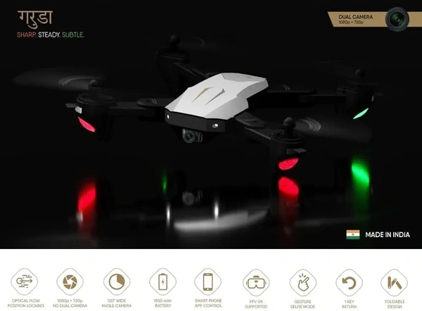 Garuda Drone with Dual Camera 1080P + 720P 4k Camera Live