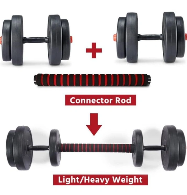 Excellfit 3 IN 1 Convertible Dumbbells Set and Fitness Kit for Men and Women Whole Body Strength Training Workout, Adjustable Dumble Exercise Set. (10KG PLATES(2.5KGX4)  - Black, 10 Kgs ( 2.5 Kgx4 )