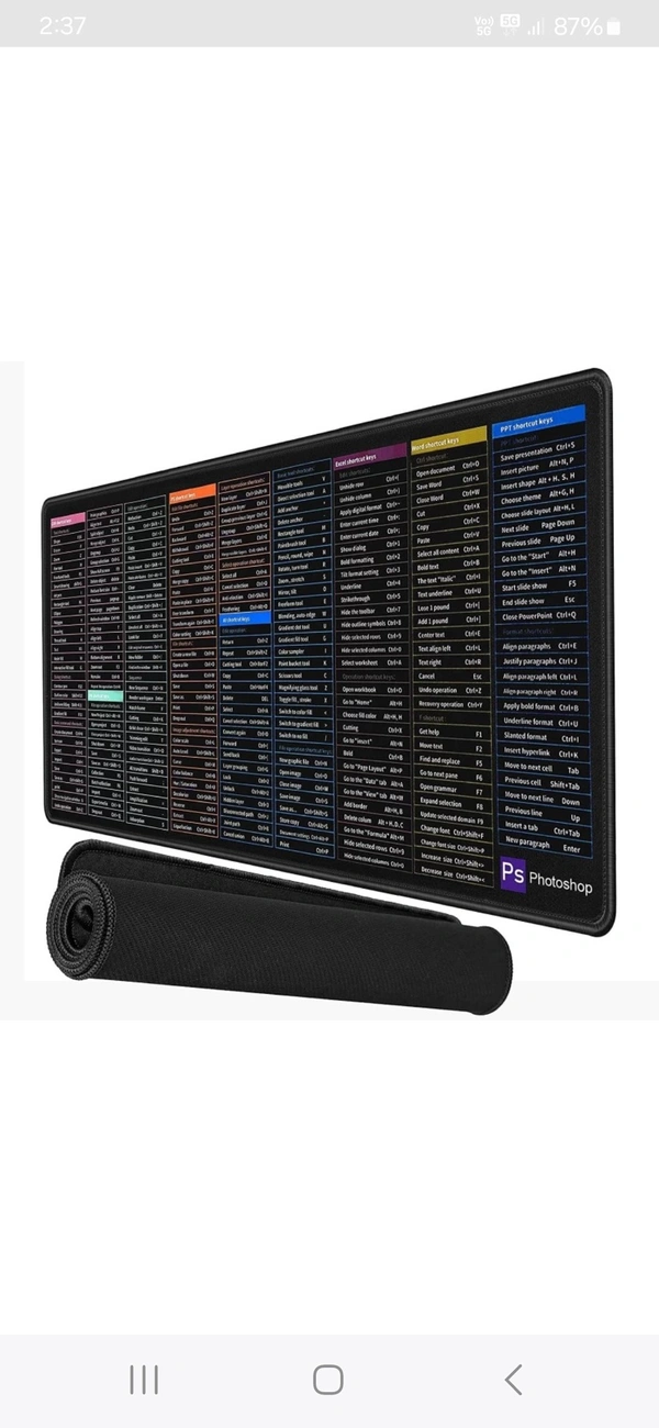 Gokich Keyboard Pad Shortcut Key Mousepad(multicolor) - Black