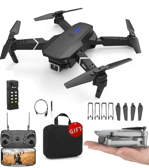 E88 Black -Foldable-Toy-Drone-with-HQ-WiFi-Camera-Remote-Control-for-Kids-Quadcopter-with-Gesture-Selfie-Flips-Bounce-Mode-App-One-Key-Headless-STAR-Mode-functionality43%off - Black
