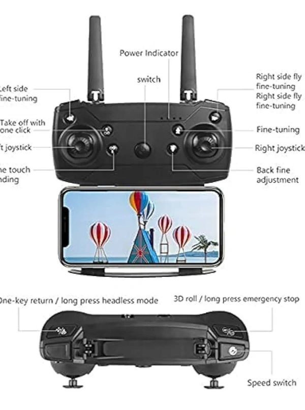 E88 Black -Foldable-Toy-Drone-with-HQ-WiFi-Camera-Remote-Control-for-Kids-Quadcopter-with-Gesture-Selfie-Flips-Bounce-Mode-App-One-Key-Headless-STAR-Mode-functionality43%off - Black