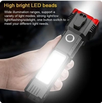 Multifunctional Work Portable Hammer LED Flashlight - Black, 200 Gms, LxWxH : 17*16*10
