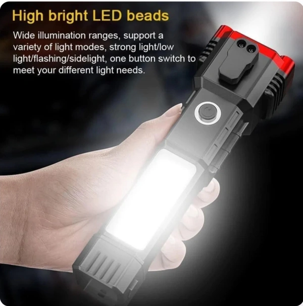 Multifunctional Work Portable Hammer LED Flashlight - Black, 200 Gms, LxWxH : 17*16*10