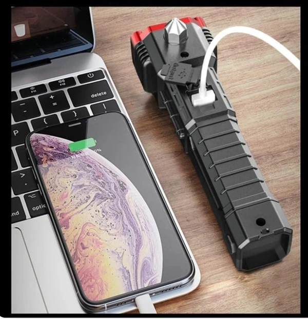 Multifunctional Work Portable Hammer LED Flashlight - Black, 200 Gms, LxWxH : 17*16*10
