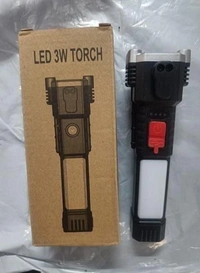 Multifunctional Work Portable Hammer LED Flashlight - Black, 200 Gms, LxWxH : 17*16*10