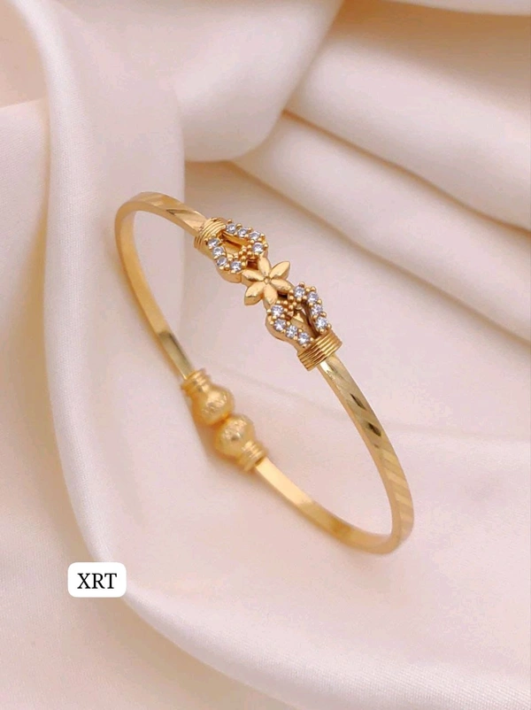 π KANAF CZ AD Fancy Folding Kadli | Brass Micro Gold Plated Adjustable Kada | Daily Wear Gold Look Bangle for Women & Girls