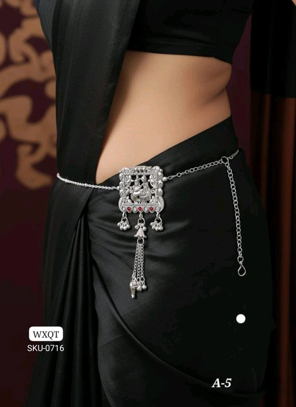 π€ KANAF Silver Oxidized Waist Belt | Antique Temple Design Kandora | Traditional Saree Accessory | Model β A-5