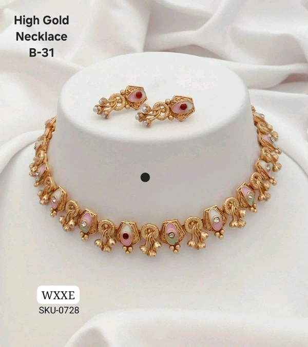 π KANAF High Gold Plated Necklace Set | Elegant Meenakari Design with Stone Embellishments | Model β B-31