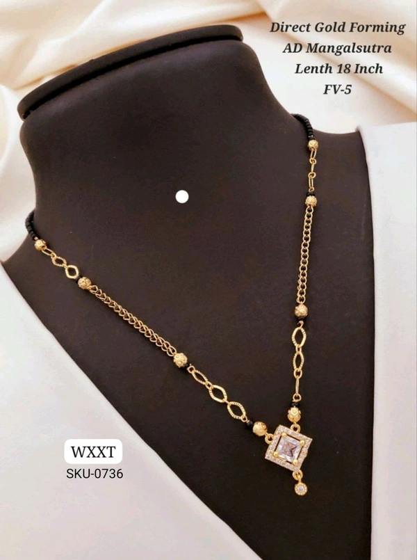 π KANAF Direct Gold Forming AD Mangalsutra | Square Pendant Design | 18 Inch | Model β FV-5