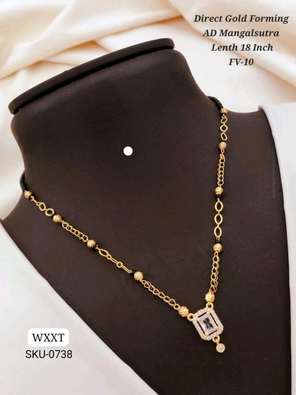 π KANAF Direct Gold Forming AD Mangalsutra | Star-Shaped Designer Pendant | 18 Inch | Model FV-3