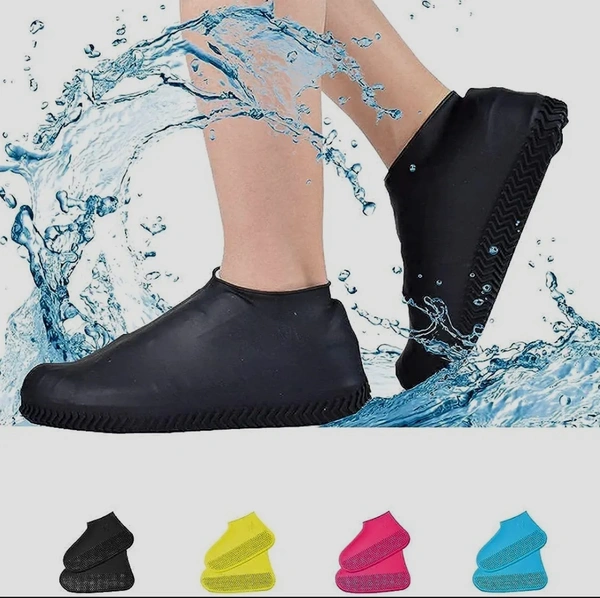 Water Resistant Silicone Rubber Shoe Cover Protectors for Kids, Men, Women large - Black, Medium