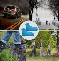 Water Resistant Silicone Rubber Shoe Cover Protectors for Kids, Men, Women large - Black, Medium