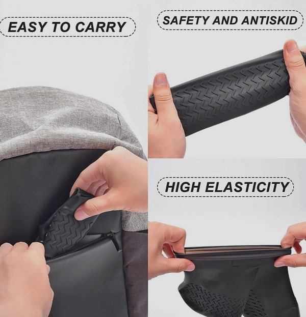 Water Resistant Silicone Rubber Shoe Cover Protectors for Kids, Men, Women large - Black, Medium