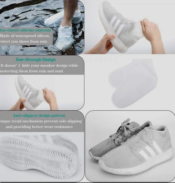 Water Resistant Silicone Rubber Shoe Cover Protectors for Kids, Men, Women large - Black, Medium