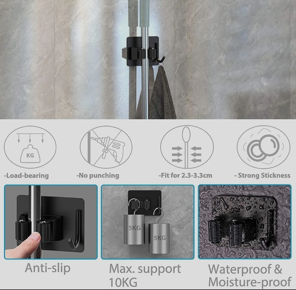 Mop and Broom Hanger/Holder for Your Home, Kitchen, Bathroom, Garage and Wardrobe (Pack Of 6).