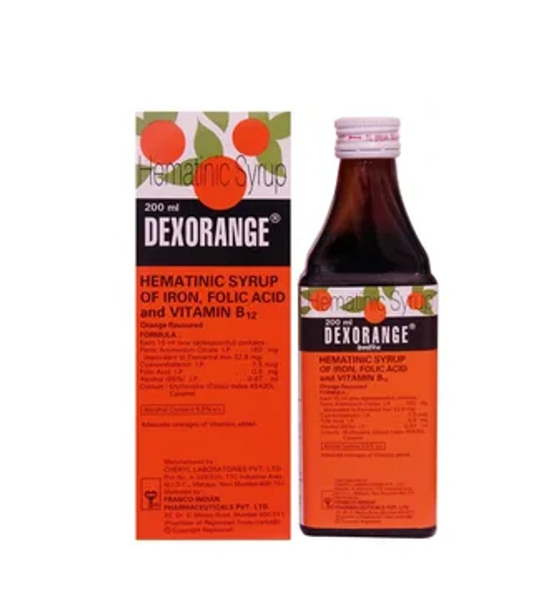 Dexorange Hematinic Syrup - 200ml, Iron, Folic Acid & Vitamin B12