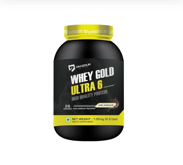 Denzour Whey Gold Ultra 6 High Quality Protein Powder | 1.05Kg & Enhanced Strength