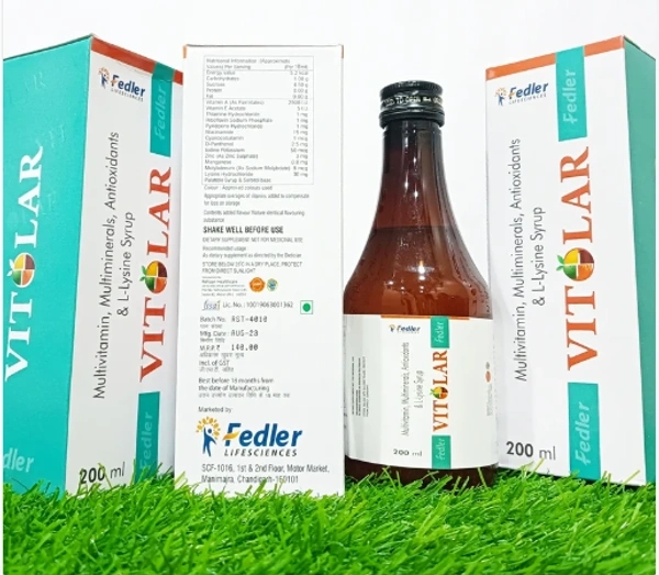 Vitolar Syrup - 200ml, Multivitamin Multimineral Antioxidants And L Lysine