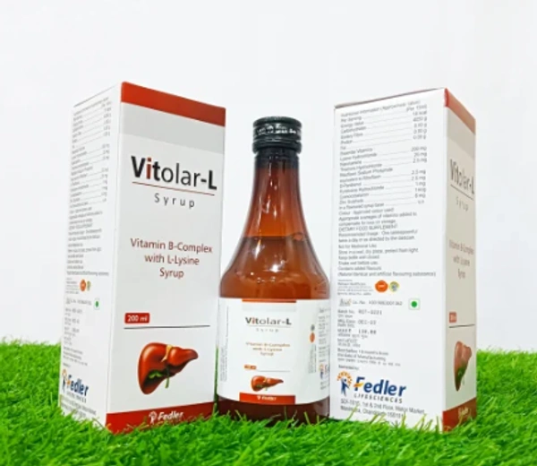 VITOLAR-L SYRUP - 200ML, PINE APPLE, vitamin B- comolex with l -lysine