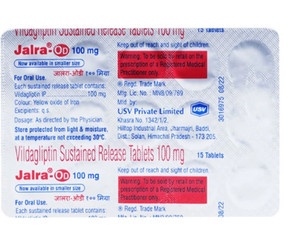 Jalra-OD 100mg - 1 Strip (15 Tablets), Vildagliptin (100mg)