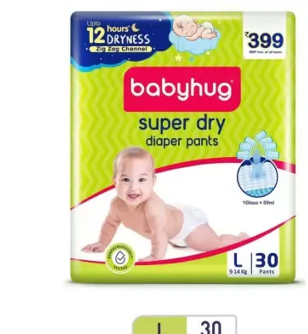 Baby hug SUPER DRY DIAPER **SIZE*L**L30 - L (30 Pieces) - L-SIZE PACK OF 30