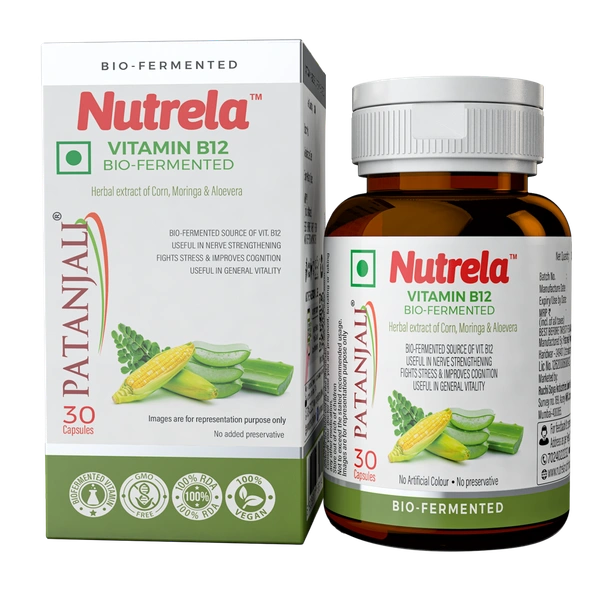 Patanjali Nutrela Vitamin B12 Bio-Fermented Capsule (30Caps)