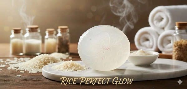 Natural Rice Glow & Skin Brightening Handmade Soap – For Radiant & Even Skin Tone (100g)