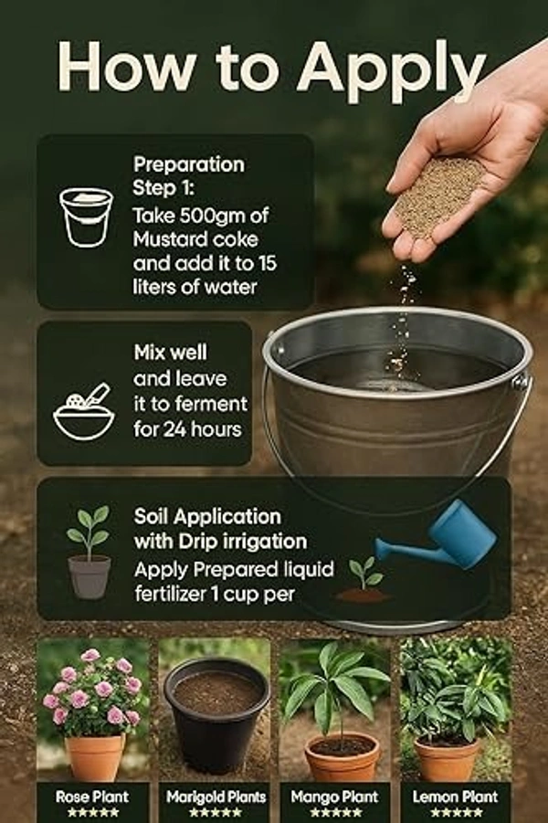 Kalyankari Mustard Cake Fertilizer-900grm | 100% Organic Cold-Pressed | Natural NPK Plant Food | Growth Booster for Flowers, Vegetables & Indoor Plants | Eco-Friendly Manure (Pure Mustard Oil Cake) - 900 grm