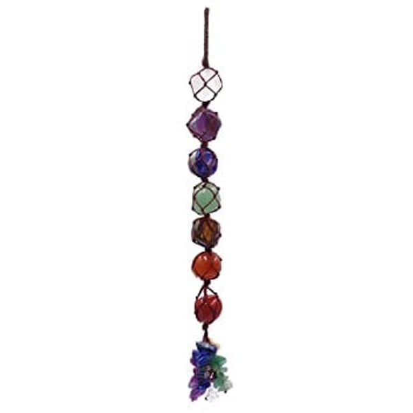 Astro Planet  Seven Chakra Tumbles Hangings  - White, 6 Inches