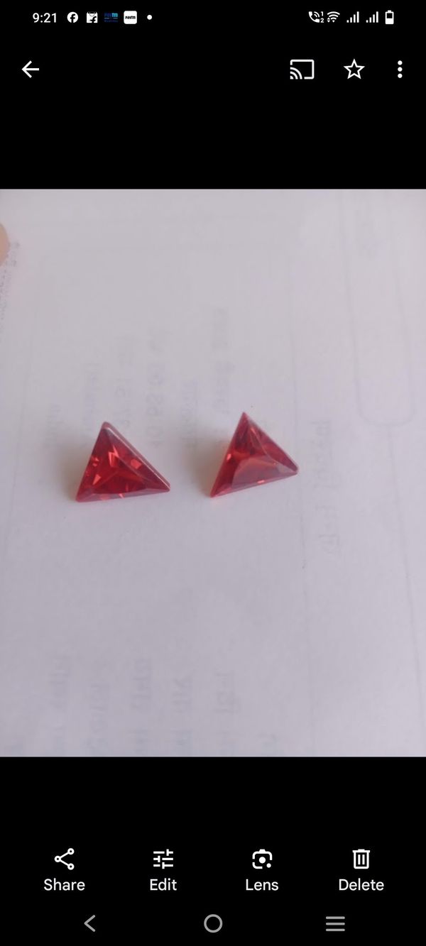 Astro Planet  Red Zircon For Earings  - Bright Red, Tricon